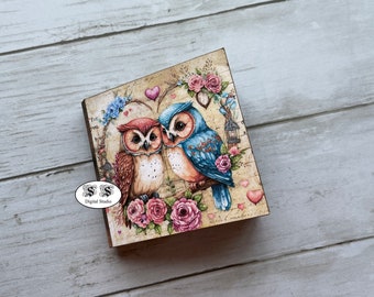 Valentines Mini Book, Mini journal, doll house décor, album, owl, pug, Scrapbook Kit, junk journal, ephemera, printable, embellishment