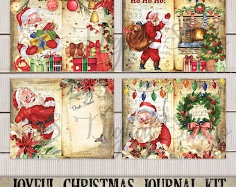 Pode incluir: Um kit de diário digital imprimível com 21 folhas com ilustrações natalinas vintage do Papai Noel, presentes e decorações natalinas. O kit mede 8,5 polegadas por 11 polegadas e 300 DPI.