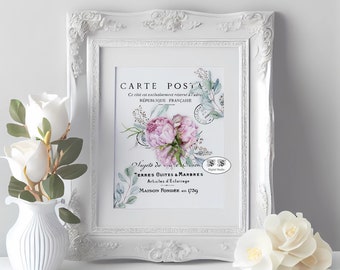 Lavender Flower French Country Sign: Shabby Chic Home Decor (Digital PNG JPEG)