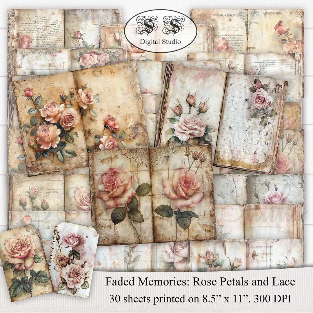 Vintage Rose Dreams - Printable Junk Journal Pages for Crafting ...