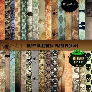 Halloween Paper Pack, Skull background, Digital Papers, haunted house, Halloween Decoration, journal Paper Set,printable, Commercial use.