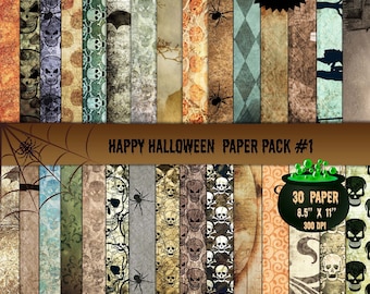 Halloween Digital Paper Pack: Skull, Haunted House Backgrounds (Digital Download)