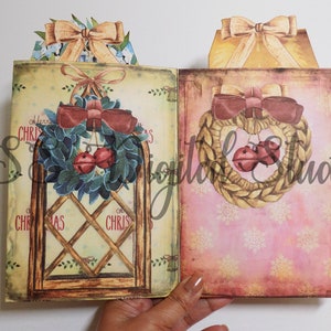 DIY project, Christmas Pocket Notebook, folder, folio, Junk Journal, Kit, Journal ,Printable, Embellishment, Vintage, Digital,Download