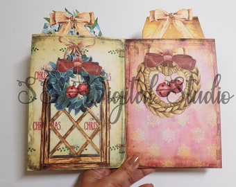 Kit de folio navideño: Libreta de bolsillo vintage, diario basura (descarga digital)