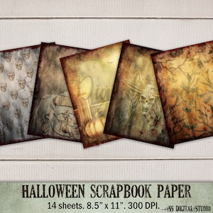 Halloween Digital Paper Pack: Skull, Haunted House (Printable, Commercial Use)