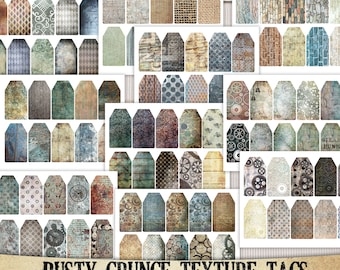 100 Rusty Steampunk Tags: Grunge Ephemera (Digital Download)