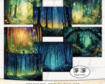 Fireflies Garden Journal Kit: Botanical Ephemera, Tags (PDF Printable)