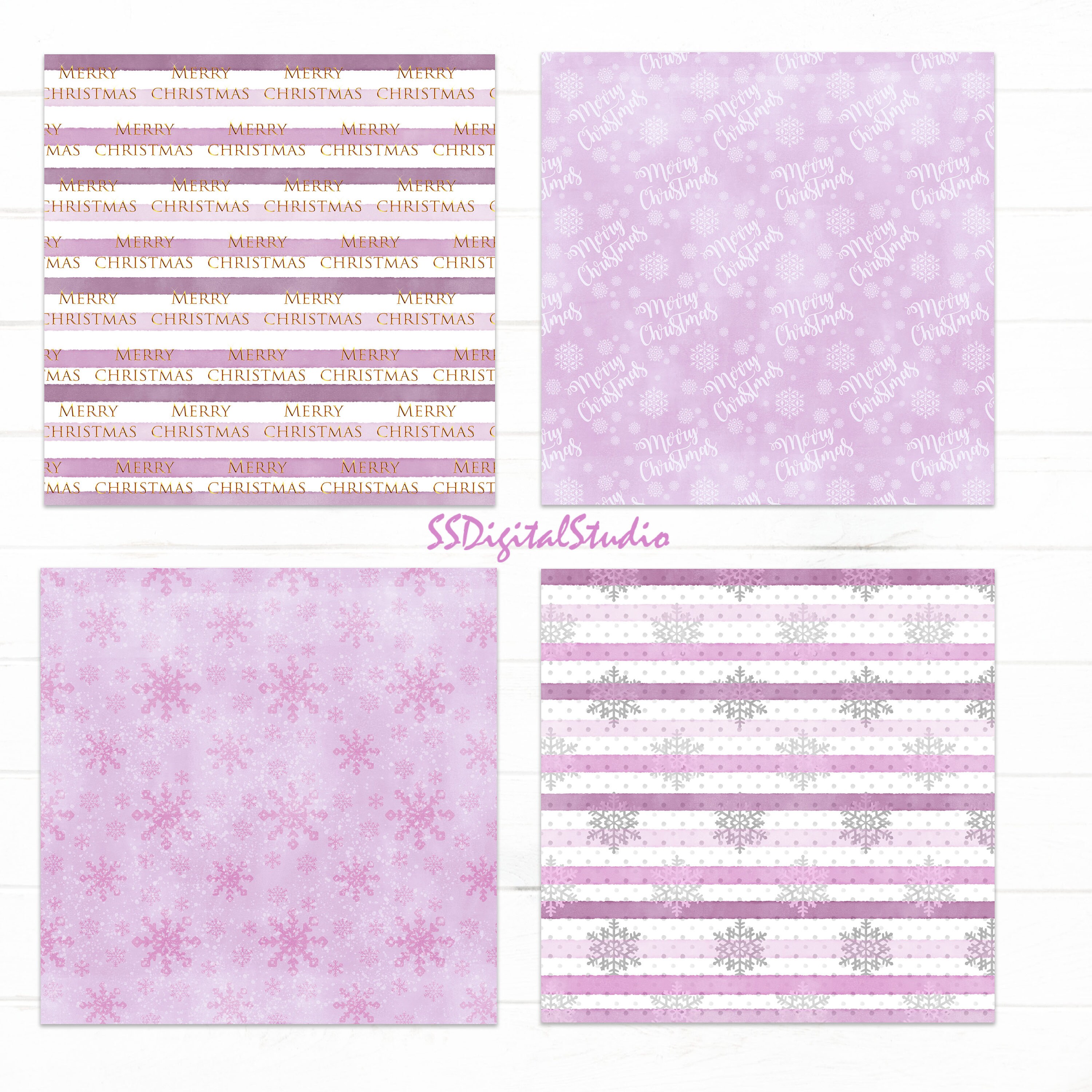 Christmas Pink Digital Paper Pack Card Making Back Ground Etsy