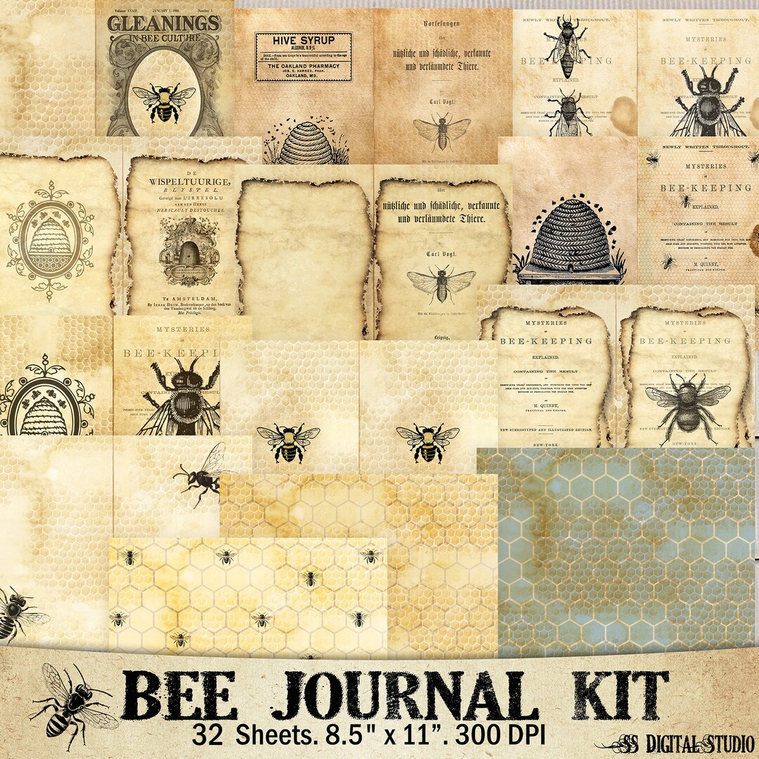 32 Sheets, Busy Bee Journal Kit, Journal Pages, Bee, Keeper, Book