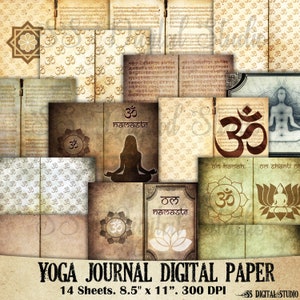 Yoga, carta da giornale, Vintage, Antico, Grunge, pagina del diario, download digitale, giornale spazzatura stampabile, inserti, album di ritagli, uso commerciale.