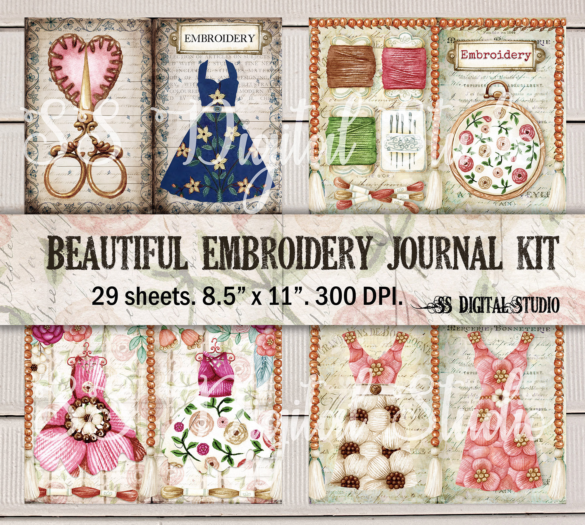 Embroidery Journal Page Sewing Needle Work Journal Kit 