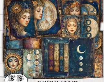 Embrace Cosmic Magic: Printable Celestial Goddess Journal Kit