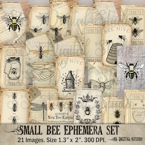Honey, bees, Ephemera set, collage sheet, Digital , Printable , Vintage Tags, Digital Ephemera, bug, Scrapbooking, Nature ephemera