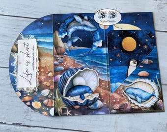 Ocean Themed Folio kit. Trifold Journal Kit! Digital Download