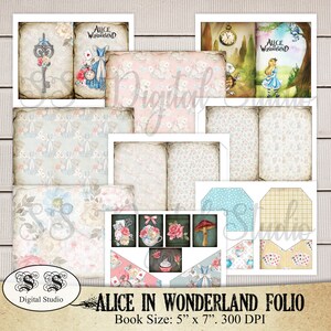 Alice i Underlandet journalinsats, Folio, Tea Party, mapp, Skräpjournal, Ephemera, Utskrivbar, Utsmyckning, bild 8