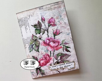 Rose Journal Cards: Vintage Ephemera, Collage Sheets (Digital Download)
