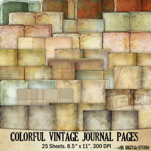 Kleurrijke Vintage design junk journal pagina, landschap , schrijven Journal Paper, digitale download, digitaal tijdschrift, afdrukbaar, papier pack