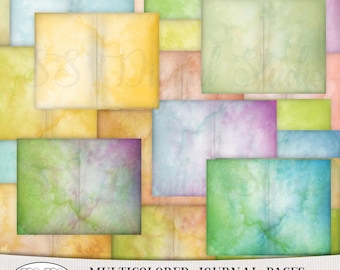 Multicolored journal pages| Landscape, pastel, plain writing Journal Paper, Instant download