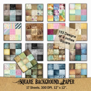 Junk-Zeitschrift Papier, 4 Zoll, Quadrat, digitale Papier-Pack, Karte machen, Boden, druckbare, Handwerk, Scrapbook, Download, kommerzielle Nutzung.