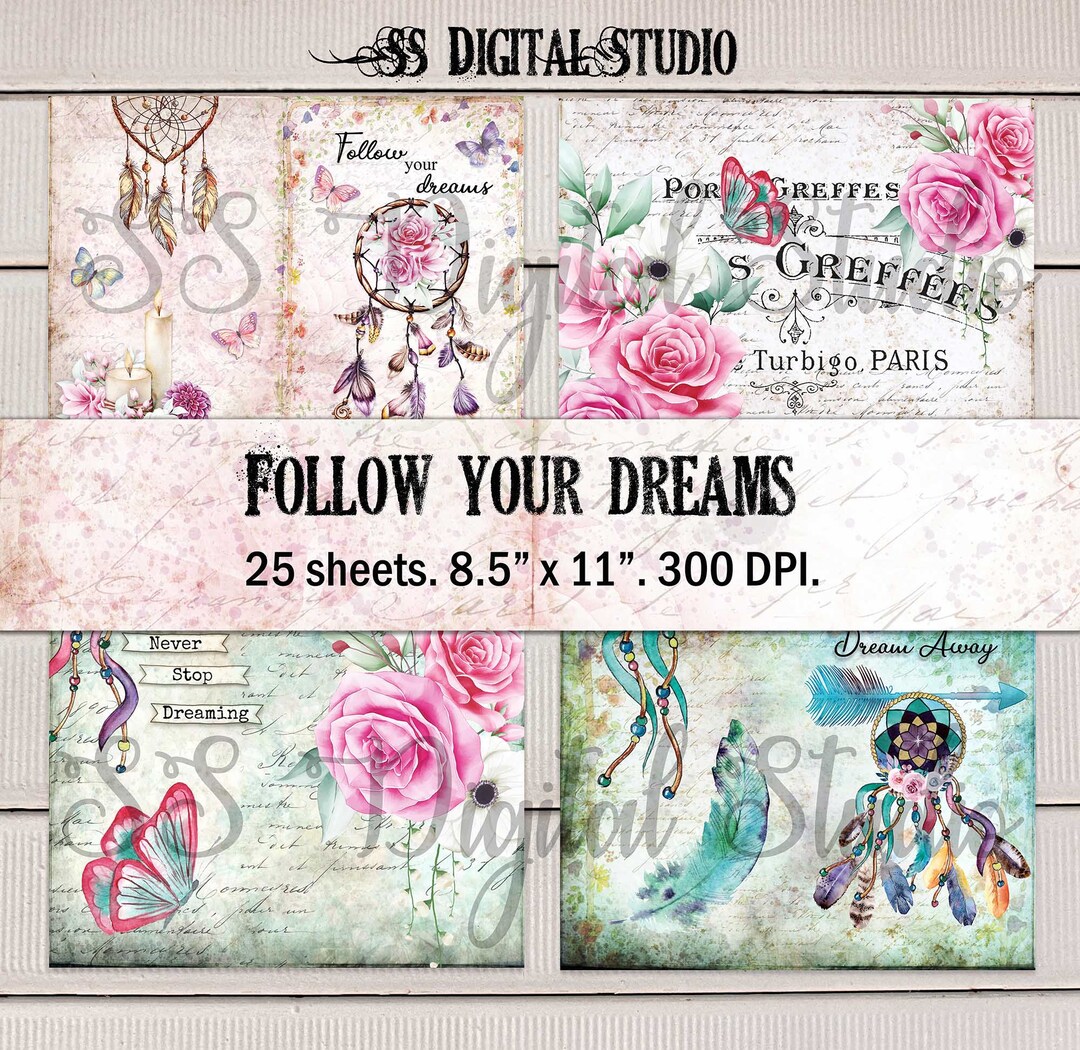 25 Sheets Dream Catcher Journal Kit Journal Pages Dream Etsy