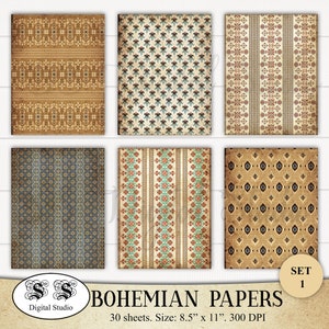 Bohemian Printable Paper Kit, Scrapbooking, Album, Journal Pages ...