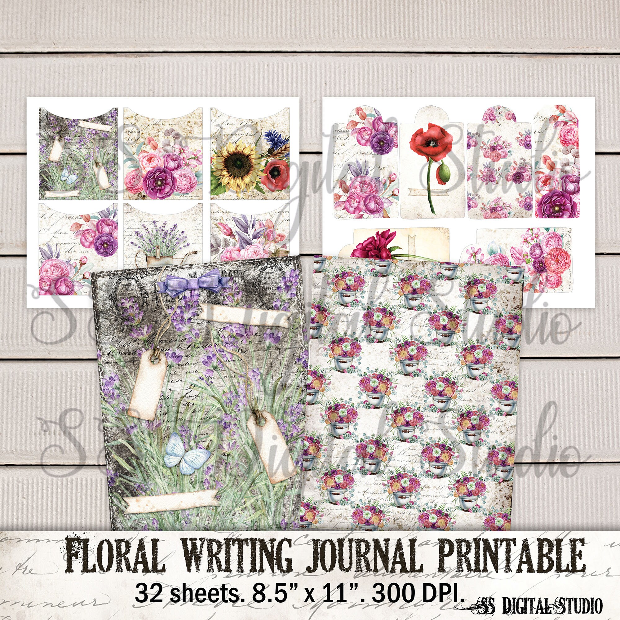 Floral Writing Journal Paper Lined and Decorative Paper for Etsy Canada