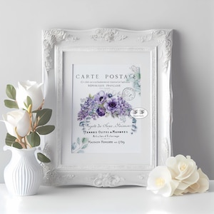 Letrero digital de decoración del hogar estilo Shabby chic, arte de pared de flores de lavanda, letrero campestre francés