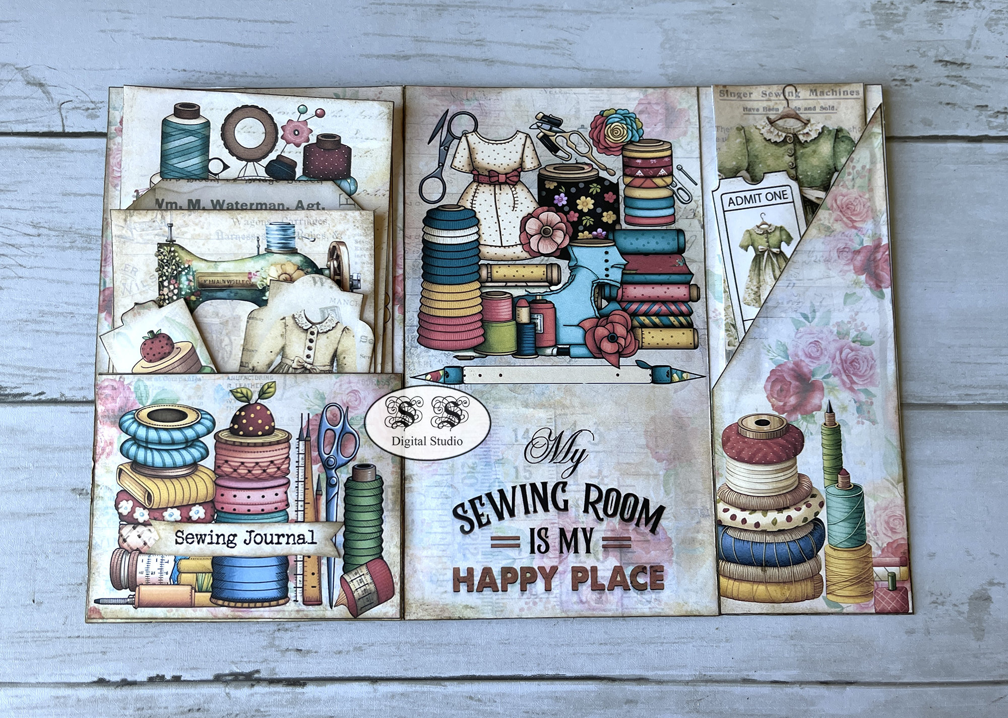 4x Junk Journal Vintage Hand Account Paper Sticker Scrapbooking Background  DIY