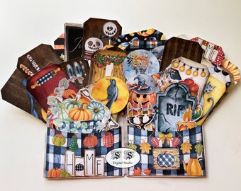 Halloween Fall Ephemera: Junk Journal Kit (Digital Download)