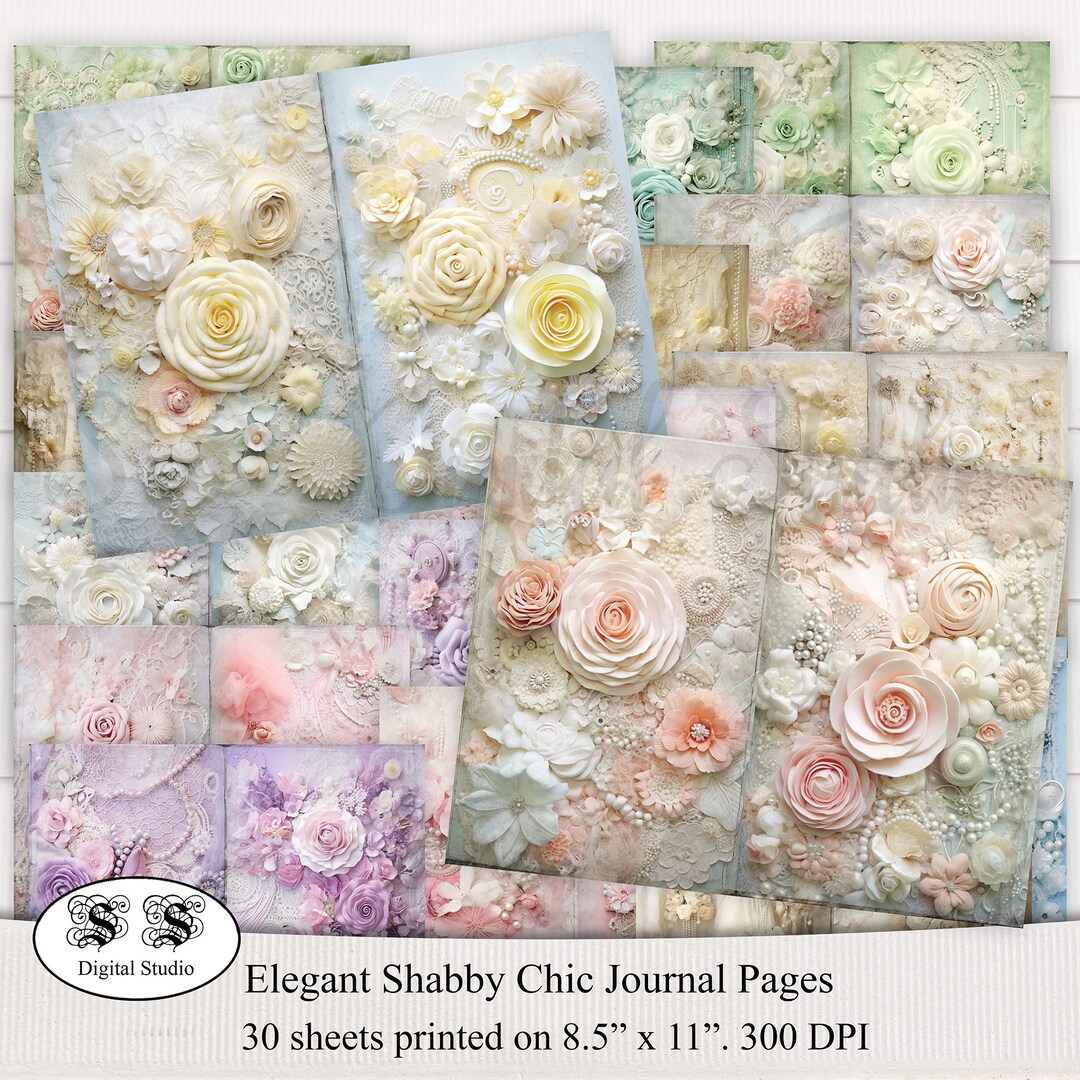 Enchanted Meadow Digital Journal Kit - Elegant Shabby Chic Design - Etsy