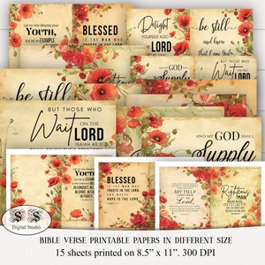 Versets bibliques inspirants - Impressions numériques florales et cartes journal