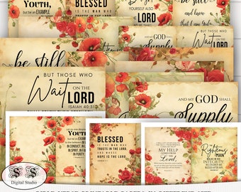 Versetti biblici ispiratori: stampe digitali floreali e cartoline di diario