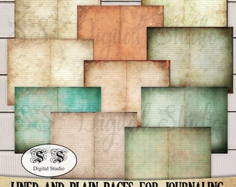 Grunge Journal Paper: Lined & Plain Printable Scrapbook Pages (Digital Download)