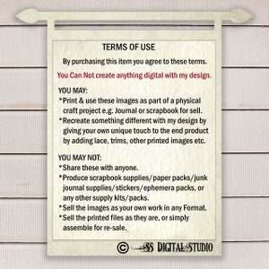 May include: Terms of use for digital images. You may print and use these images for physical craft projects, but you may not share them, sell them as your own work, or produce commercial supplies.