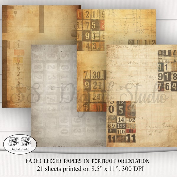 Printable Faded Ledger Paper for Your Junk Journal and Other Projects - Vintage Elegance for Creative Minds