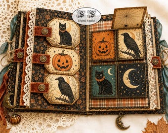 Haunted October Junk Journal Kit – 104 Page Vintage Halloween Papers (Digital Download)