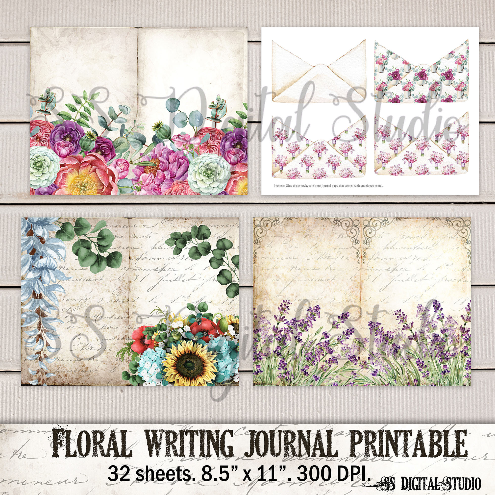 Floral Writing Journal Paper Lined and Decorative Paper for Etsy Canada