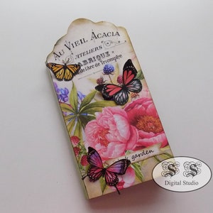 Floral Tag journal, boek, Roos, Ephemera boekje, map, folio, Insert, Botanische, Ephemera, Afdrukbare, Verfraaiing, Vintage, Digitaal