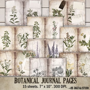 Herbs Journal papier, Afdrukbare Journal pagina's, Digital Journal Kit, Scrapbook Journal Pages, Botanical Journal, Kruiden digitaal papier