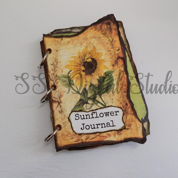 Sunflower journal, traveler notebook,  junk journal, DIY  project, book, Junk Journal, Kit, Journal Insert, fall, Ephemera, Printable kit