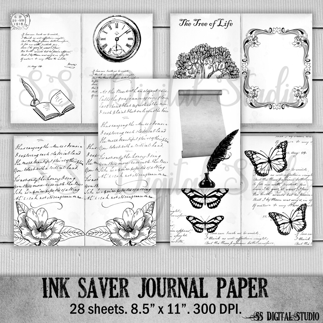 Landscape Journal Paper: Ink Saver Printable Pages (digital Download ...