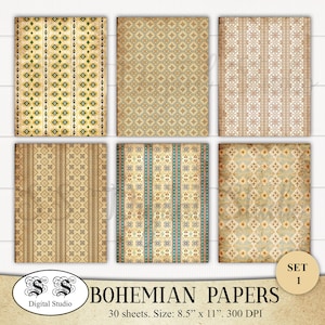 Kit de papel imprimible Boho, scrapbooking, álbum, páginas de diario, papeles imprimibles tribales, africanos, boho, étnicos
