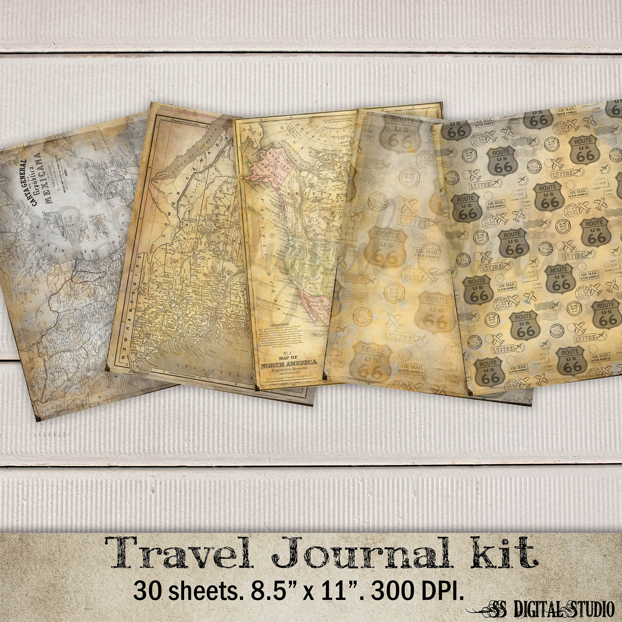 Travel Journal Kit Map Printable Journal Vintage Journal Etsy