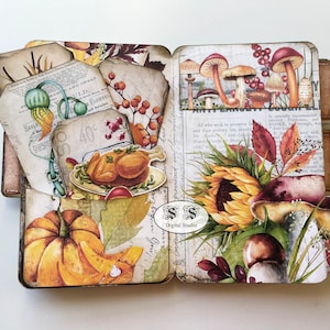 Otoño, Folleto de almacenamiento de Ephemera de otoño, carpeta, folio, Diario basura, Kit, Inserto de diario, Efímera vintage, Imprimible, Adorno,