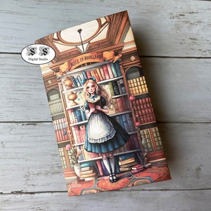 Alice in Bookland  Folio journal , folder, Junk Journal, Ephemera, Printable, Embellishment,