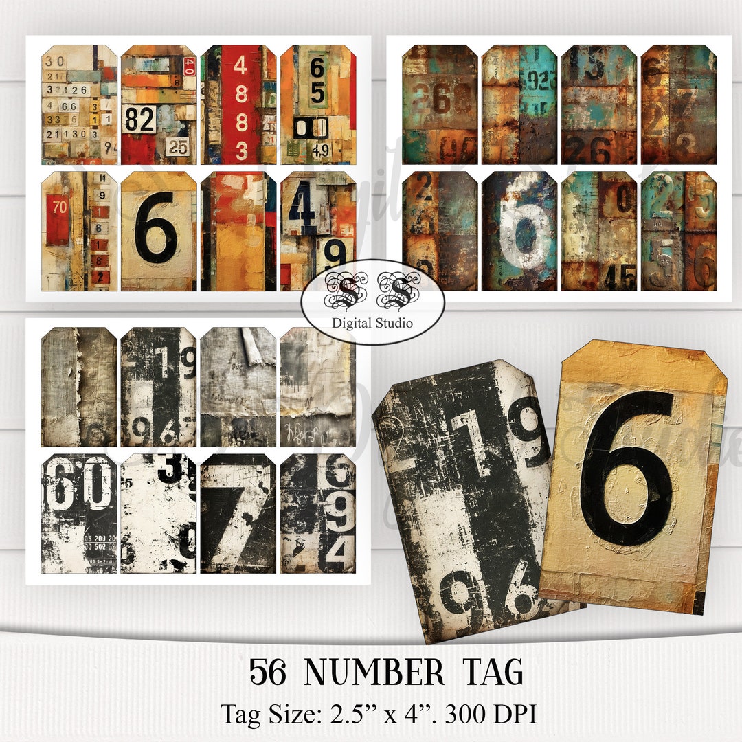 Industrial-style Number Tag, Vintage Journal Tag - Etsy