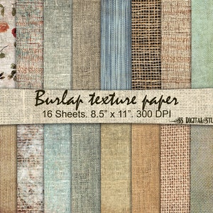 16 Sheets, Burlap, Texture, Printable, Paper Pack, Journal Cover ...