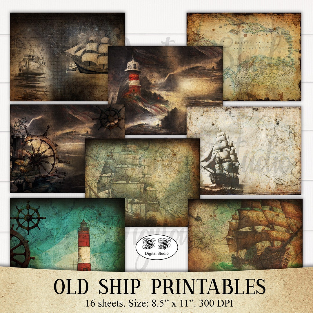 Old Ship, Nautical Printable Papers, Travel, Vintage, Antique, Grunge ...