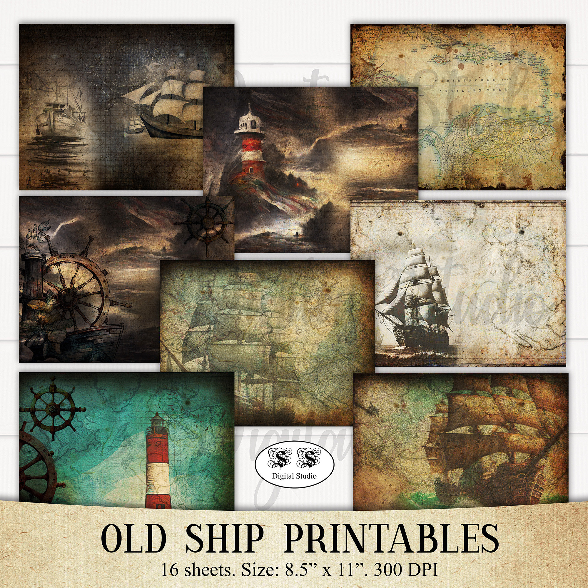 Old Ship Nautical Printable Papers Travel Vintage Antique - Etsy