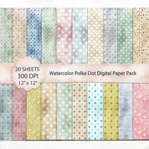 aquarel, polka dots, pastels, vakantie, digitale papier Pack, kaart maken, terug grond, afdrukbare, ScrapBook, downloaden, commercieel gebruik.